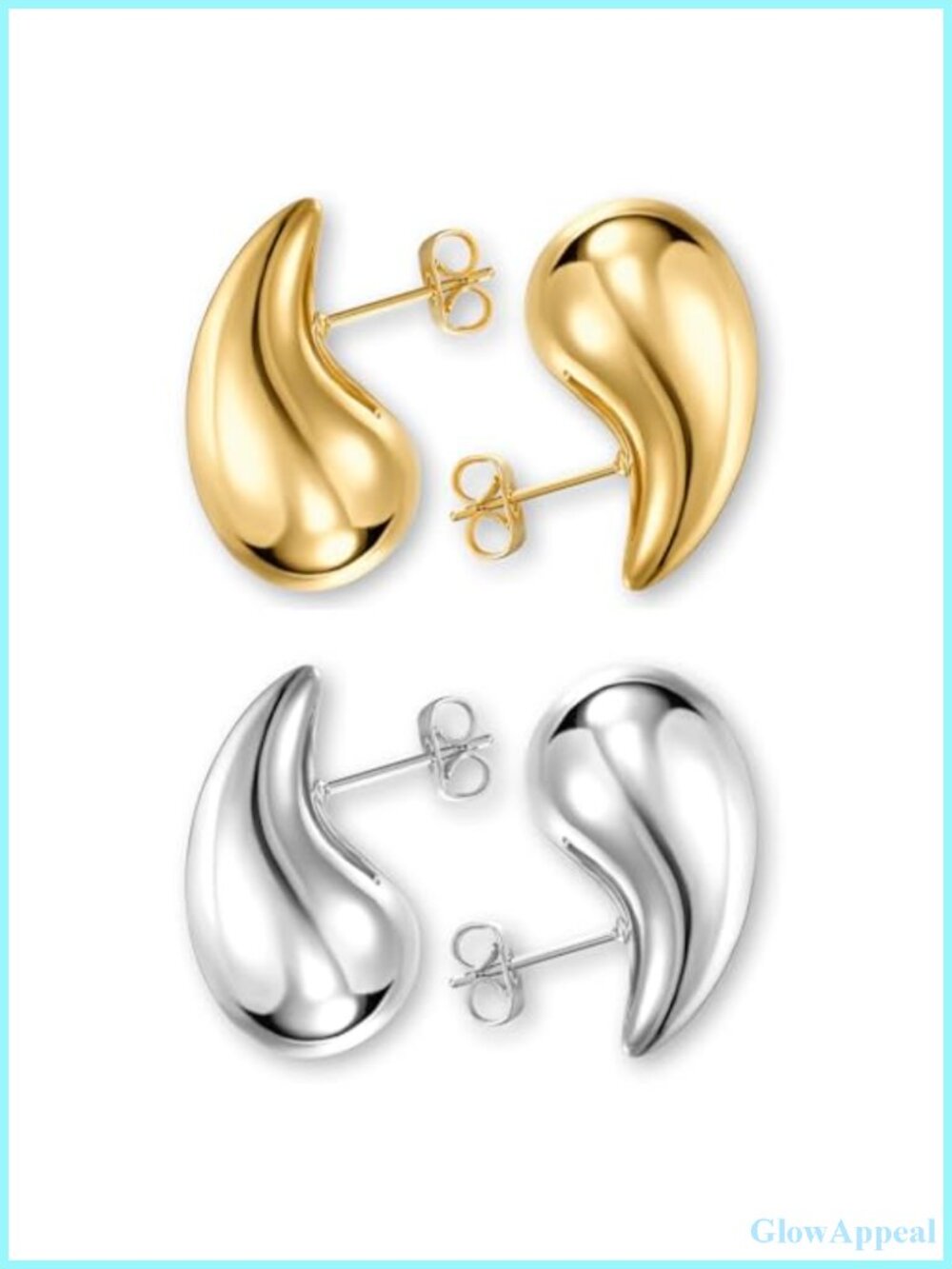 18K Gold Plated Chunky Teardrop Hoop Earrings Hypoallergenic Women